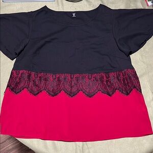 SHEIN Black and Red Lacy Blouse